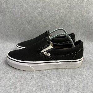 Vans Womens Shoes Size 8 Black White Slip On Low Top Classic Skateboard Sneakers